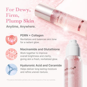 medicube mist dispersing on model’s face for instant glow and lightweight hydration