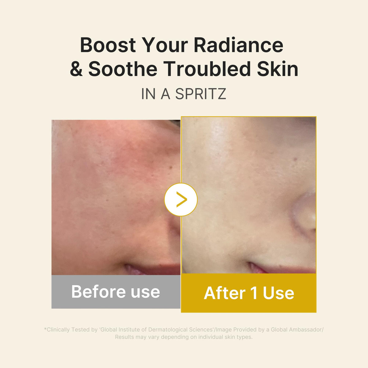 medicube mist lightly sprayed over makeup, refreshes without disturbing foundation