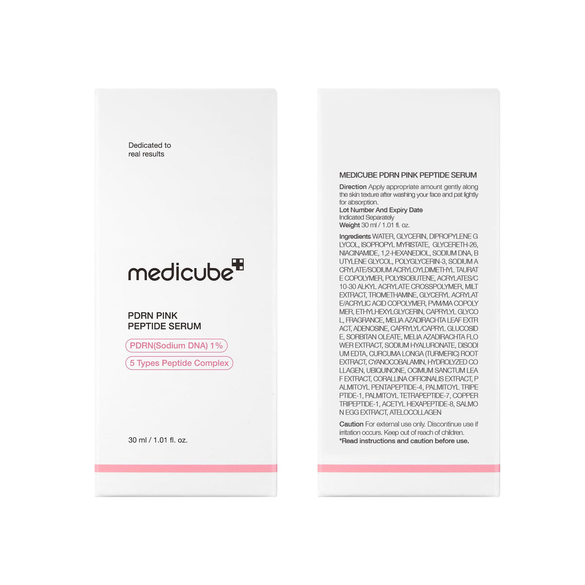medicube packaging box beside bottle showing full product presentation