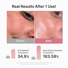 medicube clear essence texture on fingertips showing hydration boost