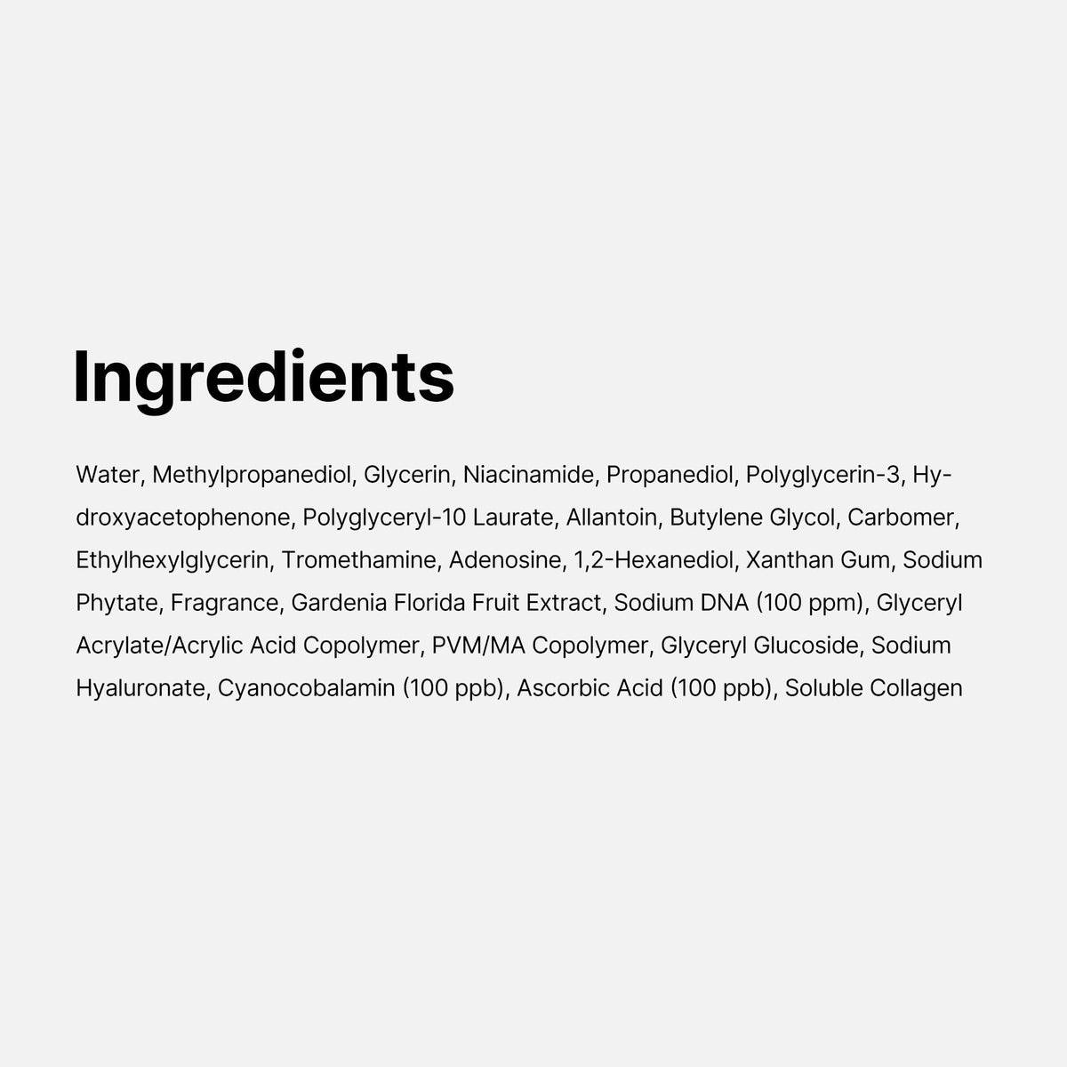 medicube ingredient collage with PDRN collagen vitamin B12 visuals
