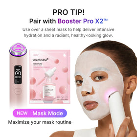 medicube mask next to ruler showing full-face sheet size