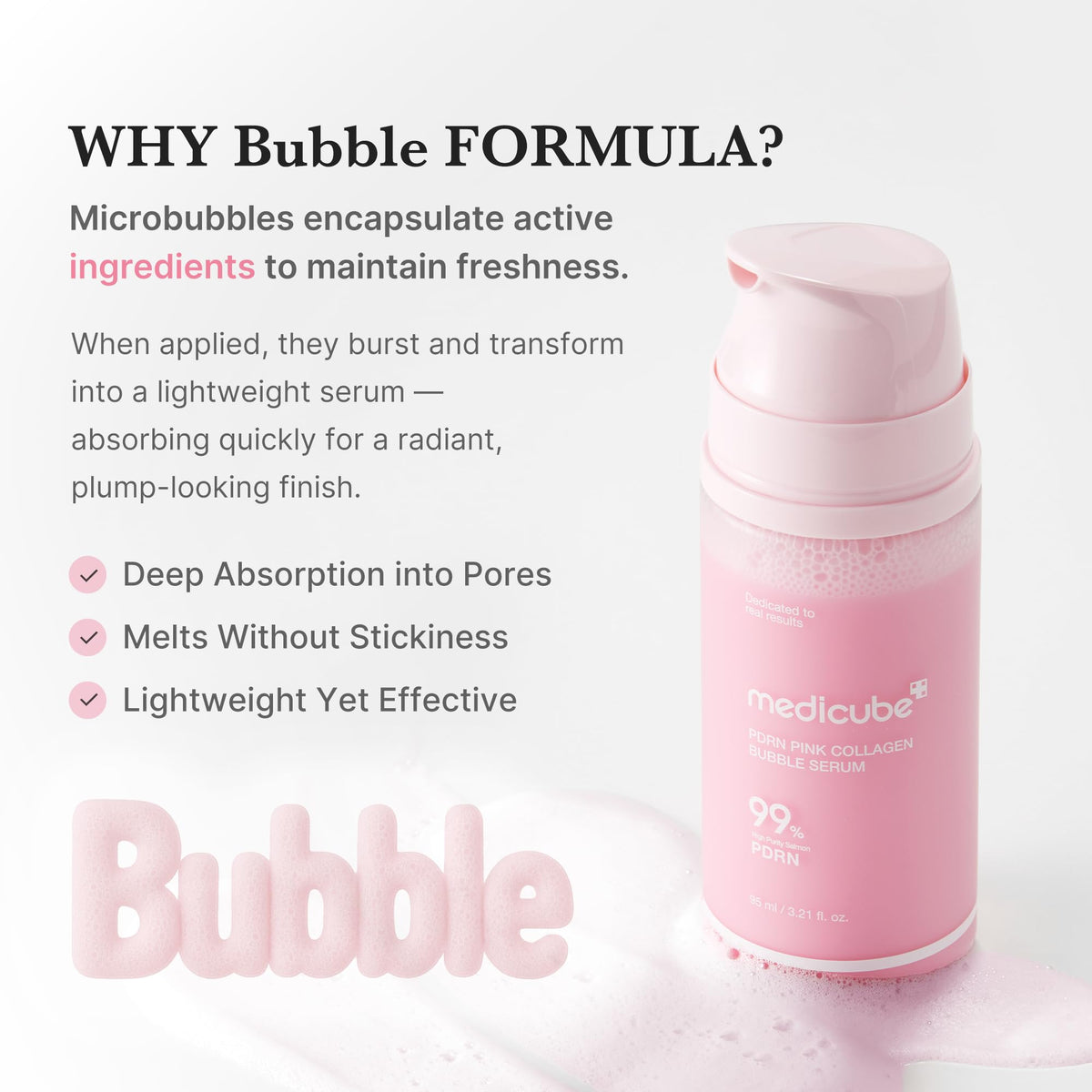 medicube applying serum on model face to show non-sticky finish and glow