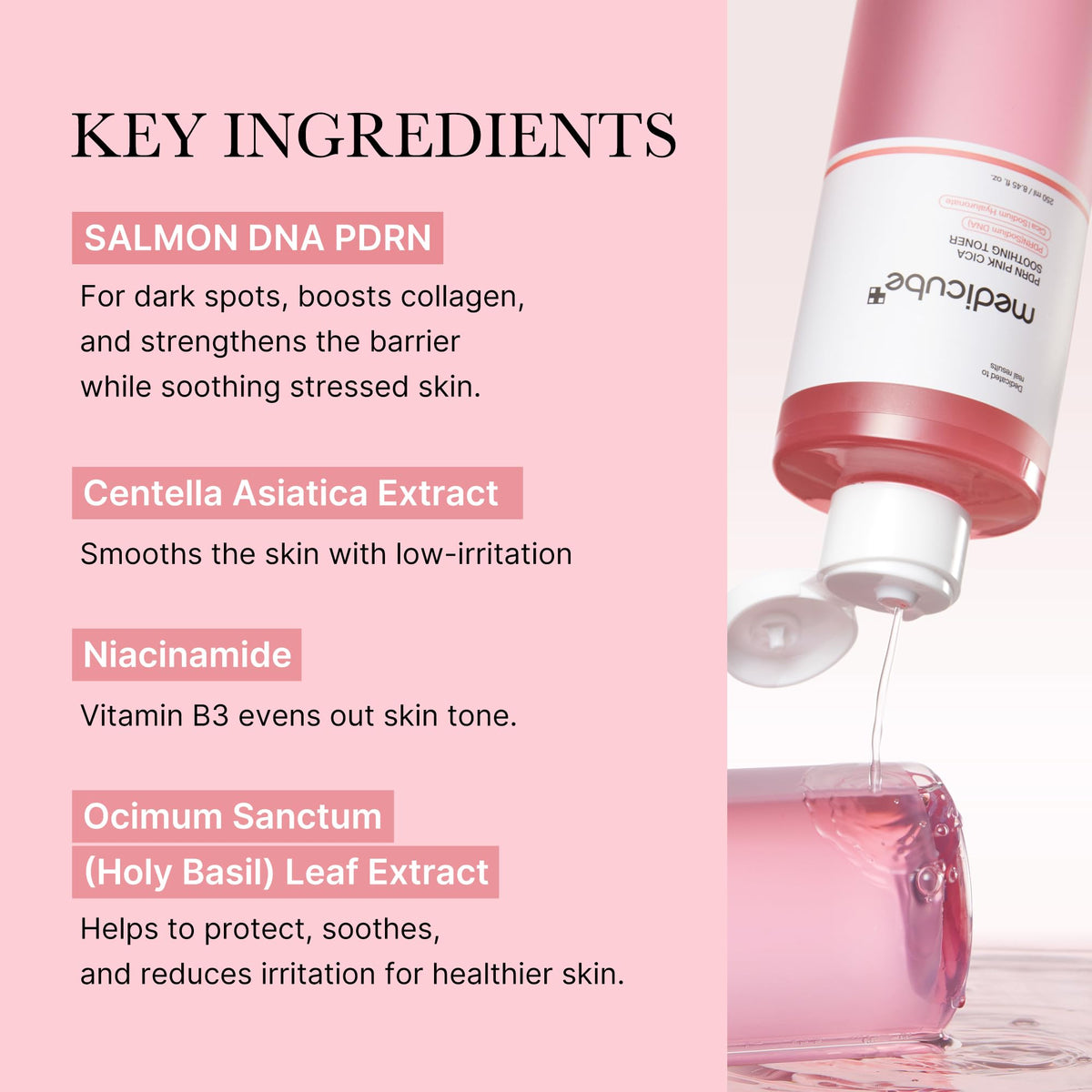 medicube back label detailing ingredients list and usage benefits