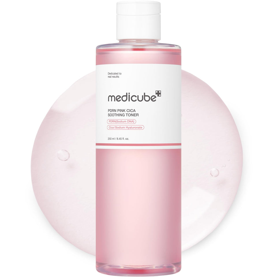 medicube front bottle view showing sleek toner packaging and easy application
