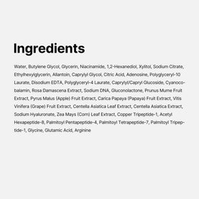 medicube ingredients flatlay with peptides and rose extract for calming effect