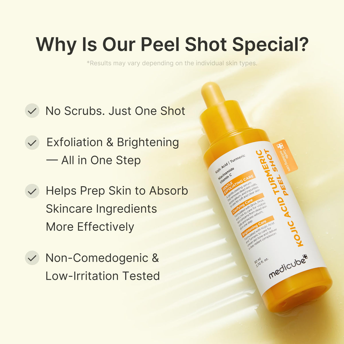 medicube applying serum to cheek demonstrating targeted use for smoother texture