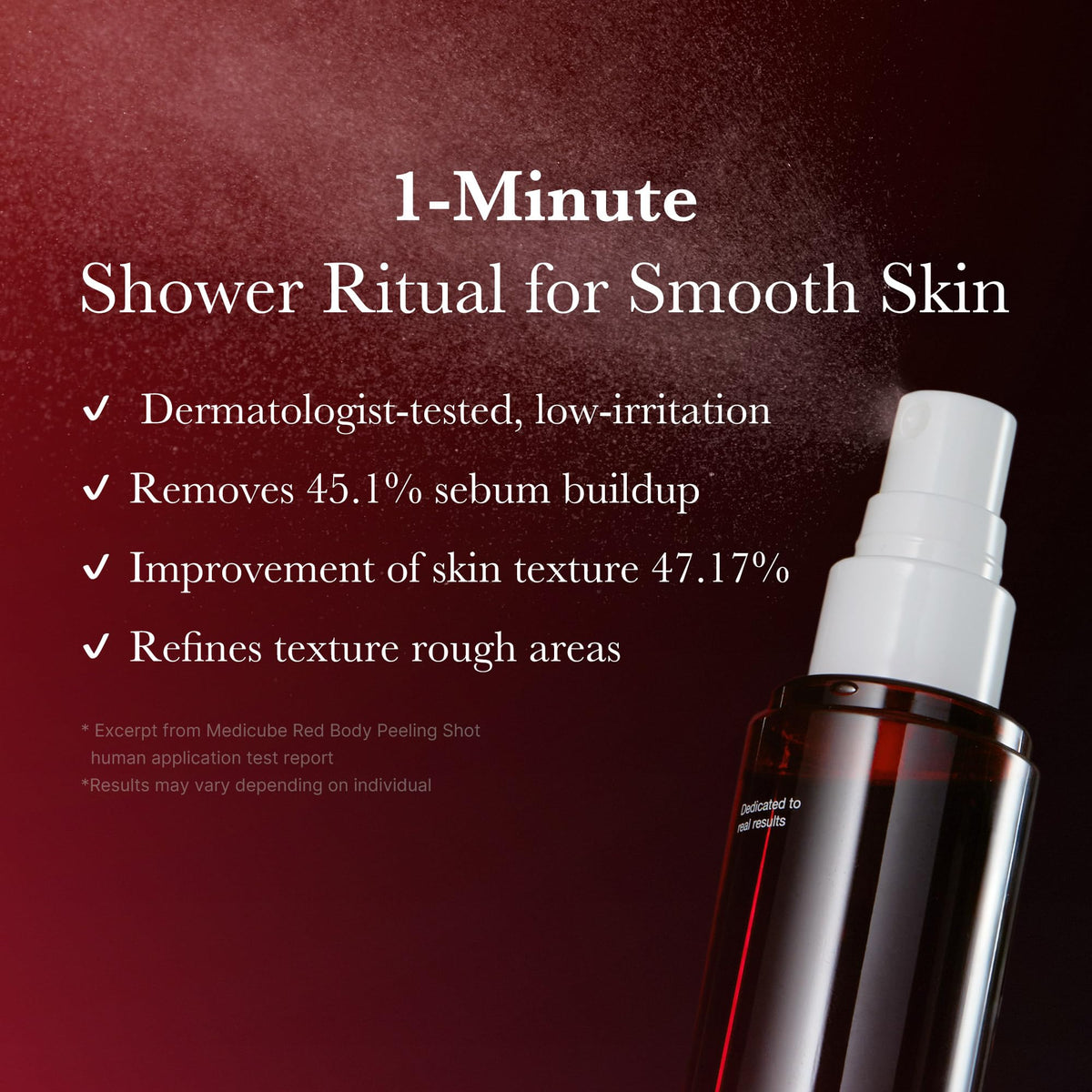 medicube bottle in hand to show 3.88 oz size and portability for seasonal skincare routines