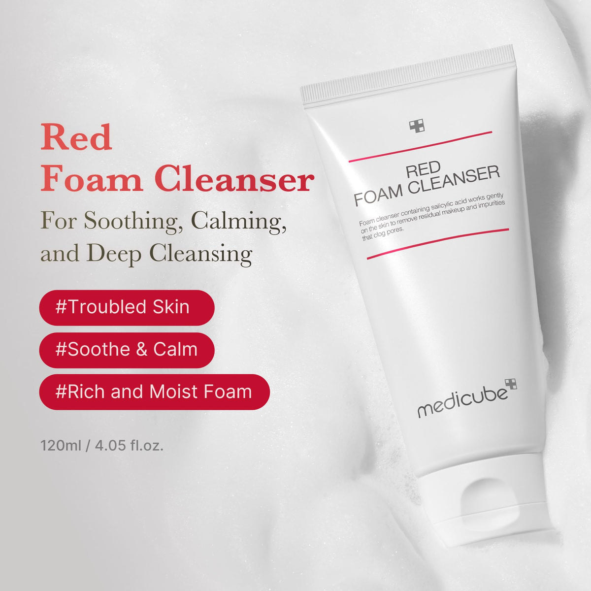 medicube dense lather on palm demonstrating gentle yet effective cleansing
