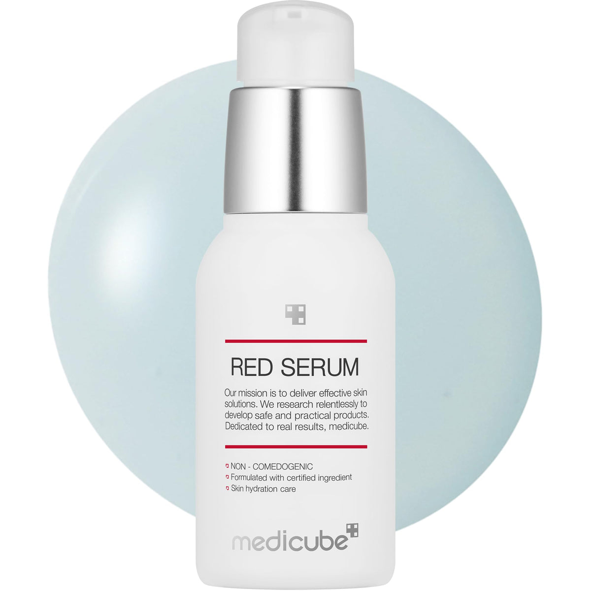 Medicube Red Serum 2.0 front bottle showing clean packaging and easy pump