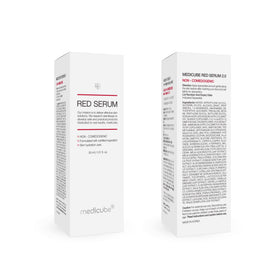 Medicube Red Serum 2.0 before and after skin sample showing reduced redness