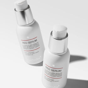 Medicube Red Serum 2.0 close-up label highlighting BHA niacinamide adenosine
