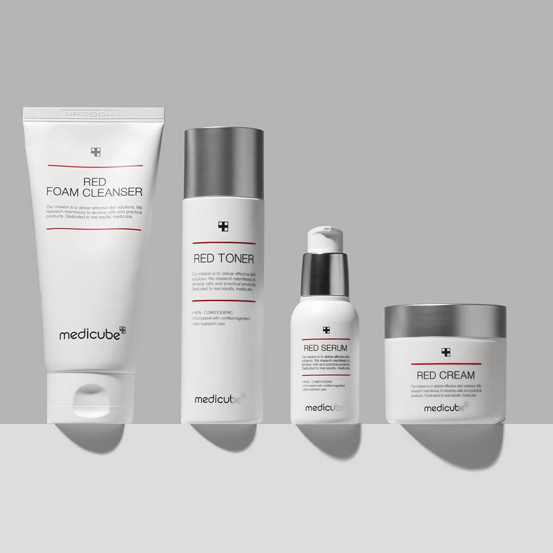 Medicube Red Serum 2.0 used in bathroom routine demonstrating layering ease