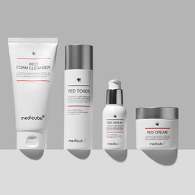 Medicube Red Serum 2.0 used in bathroom routine demonstrating layering ease