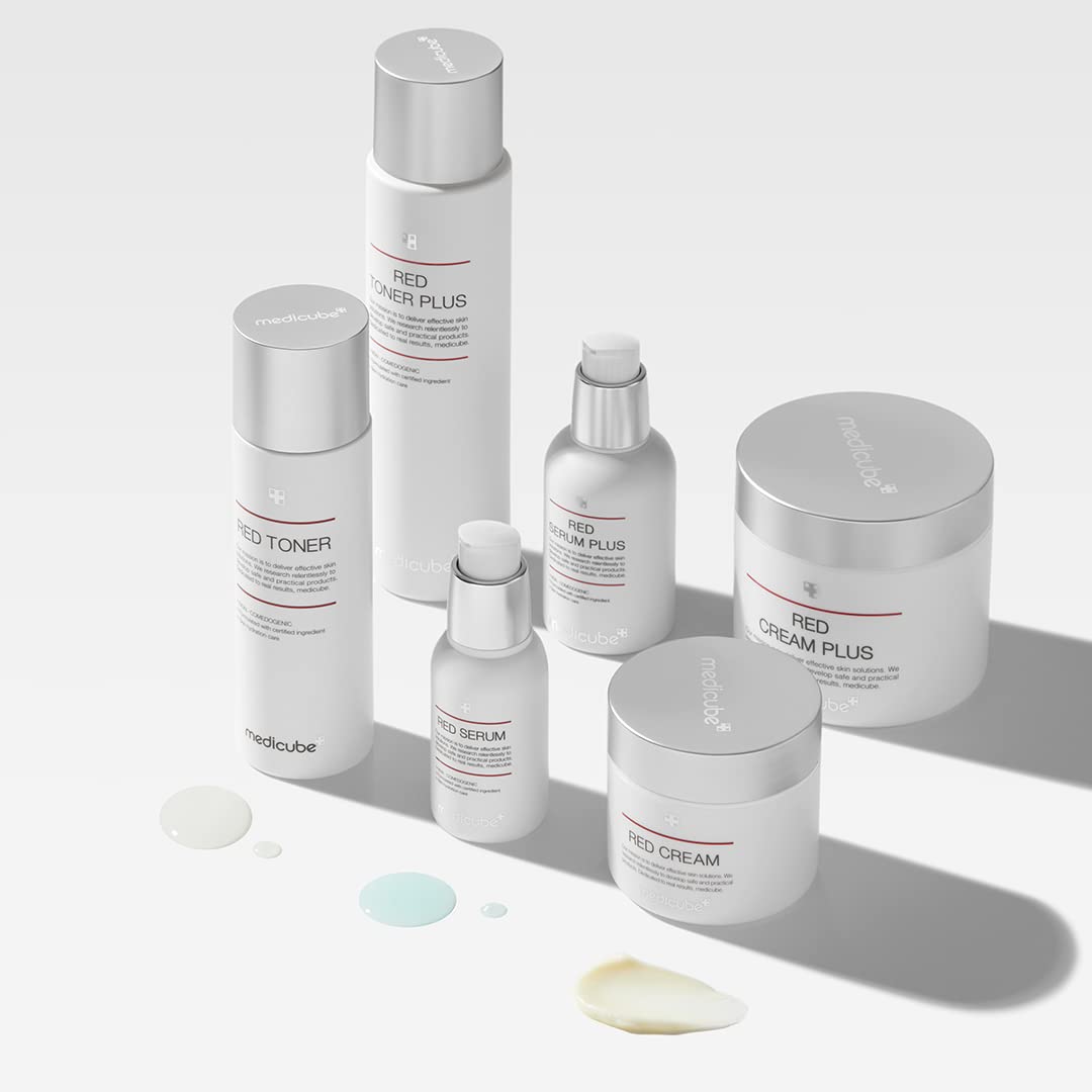 Medicube Red Serum 2.0 boxed packaging conveying Korean skincare presentation