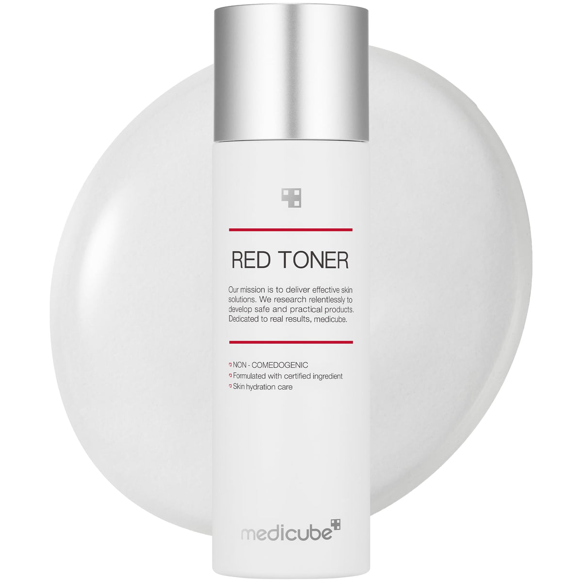 medicube red toner front packaging showing bottle and label for clear identification and benefit