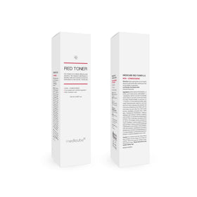 medicube red toner before and after sample display showing improved texture and calmer skin