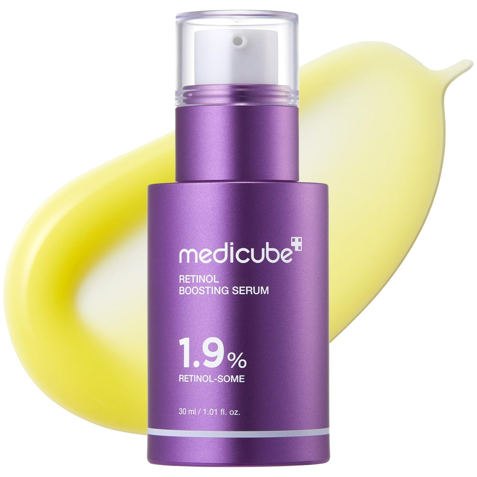 medicube front bottle view showing packaging and clear product benefits