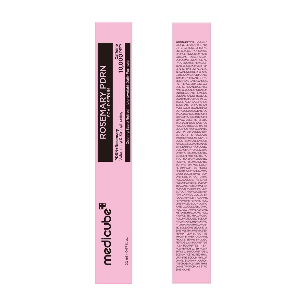 medicube product label close-up showing key claims like non-greasy and lightweight