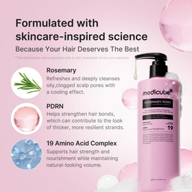 medicube shampoo poured on hand demonstrating lightweight texture