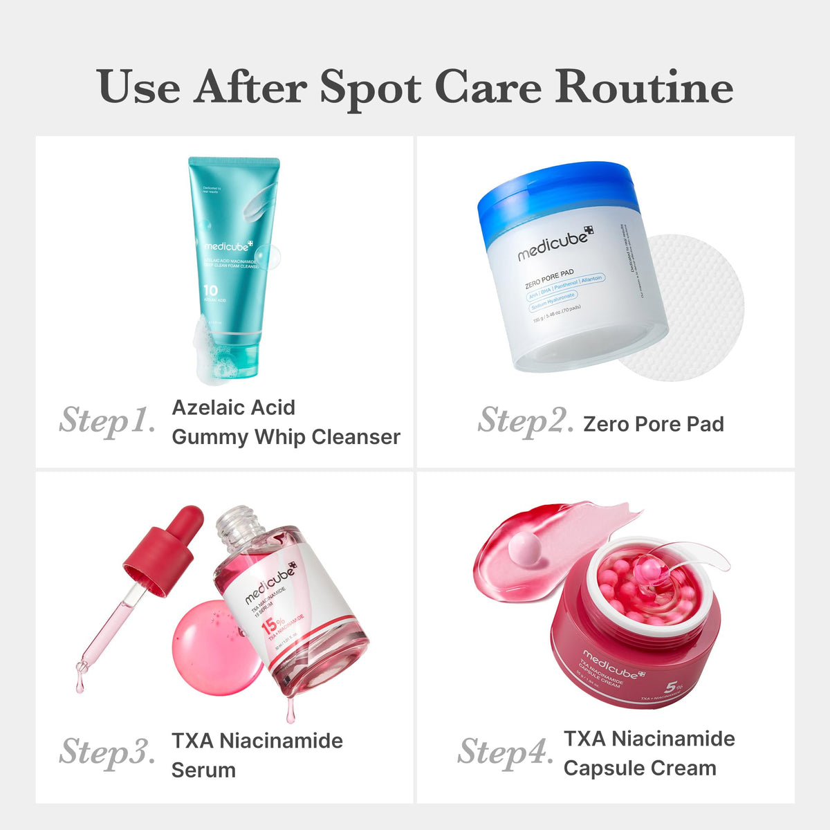 medicube applied after spot care showing soothing and refining benefit