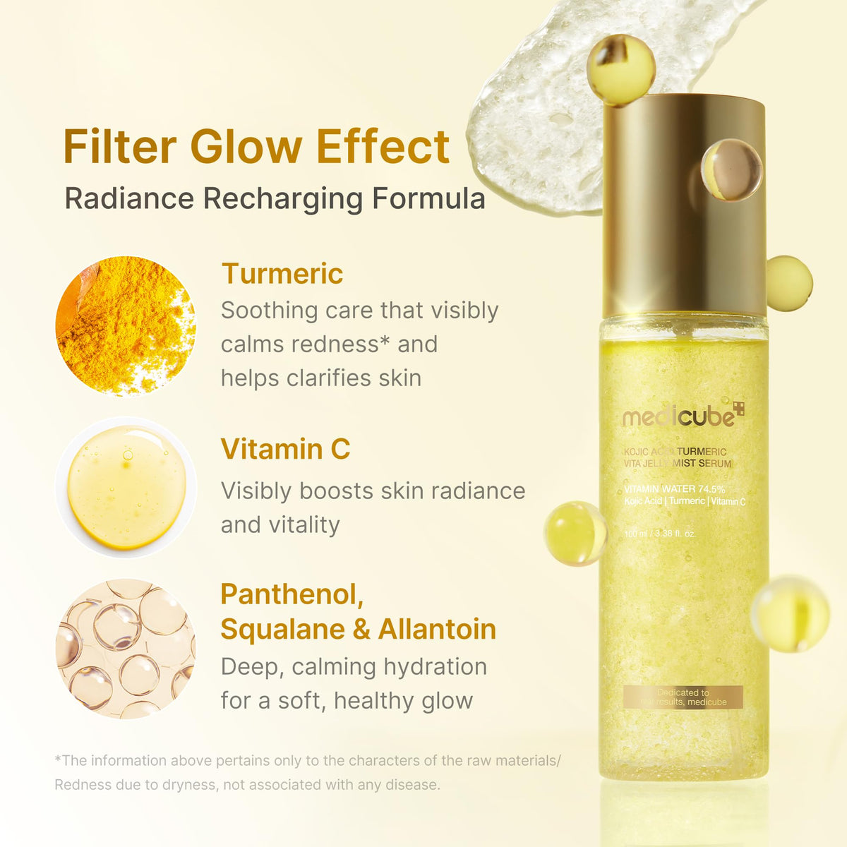 medicube mist spraying into hand, fast absorbing serum convenience
