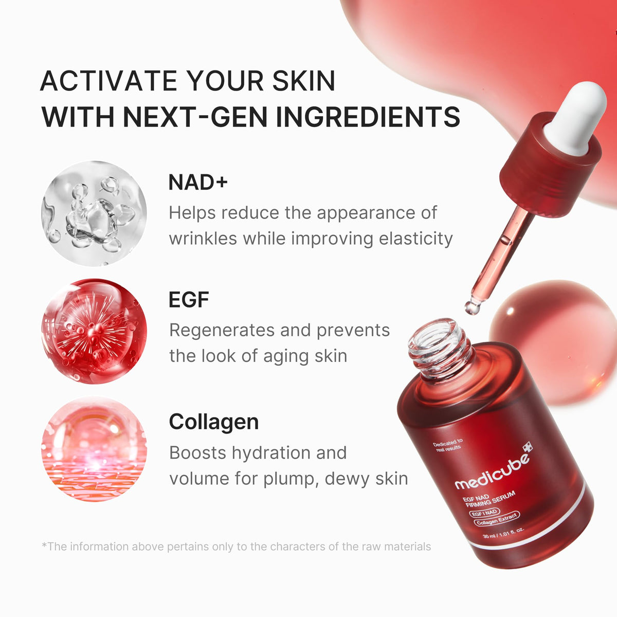 medicube serum texture on skin, showing lightweight smooth consistency benefit