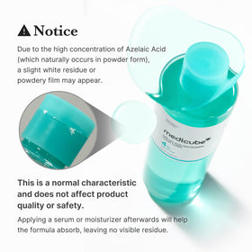 medicube ingredient layout showing azelaic acid and niacinamide benefits