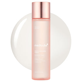 medicube triple collagen toner front bottle showing label and benefit of deep hydration