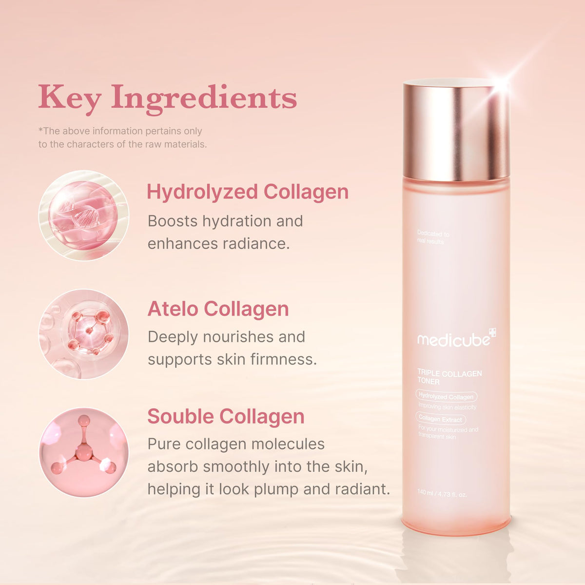 medicube triple collagen toner clear texture pouring to show lightweight hydration