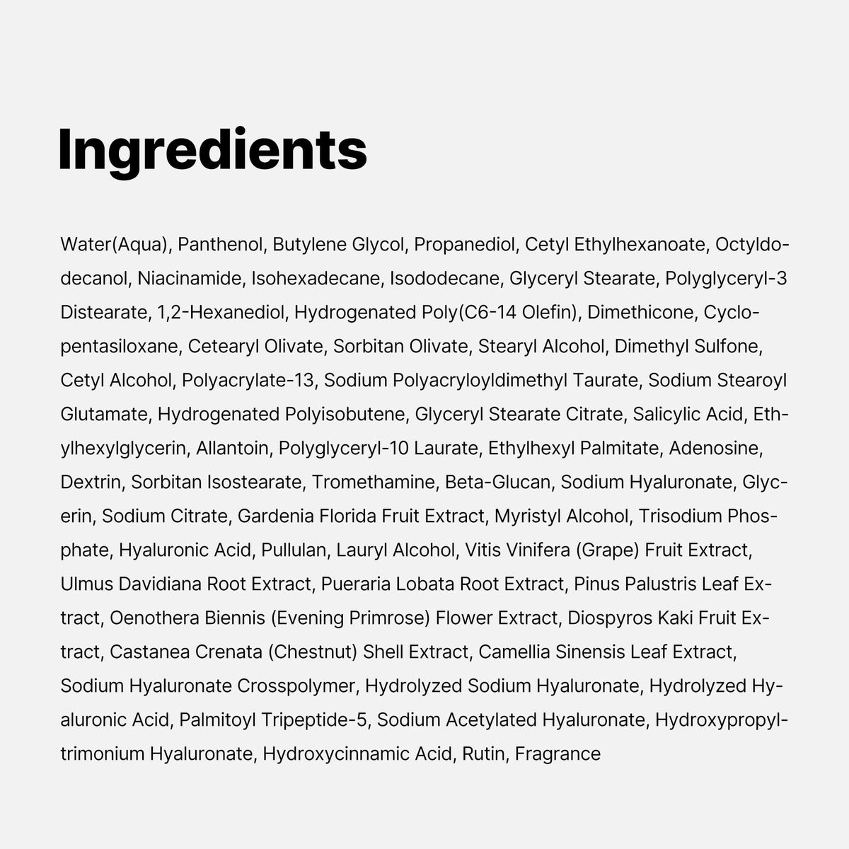 Medicube ingredient label featuring salicylic acid and niacinamide benefits