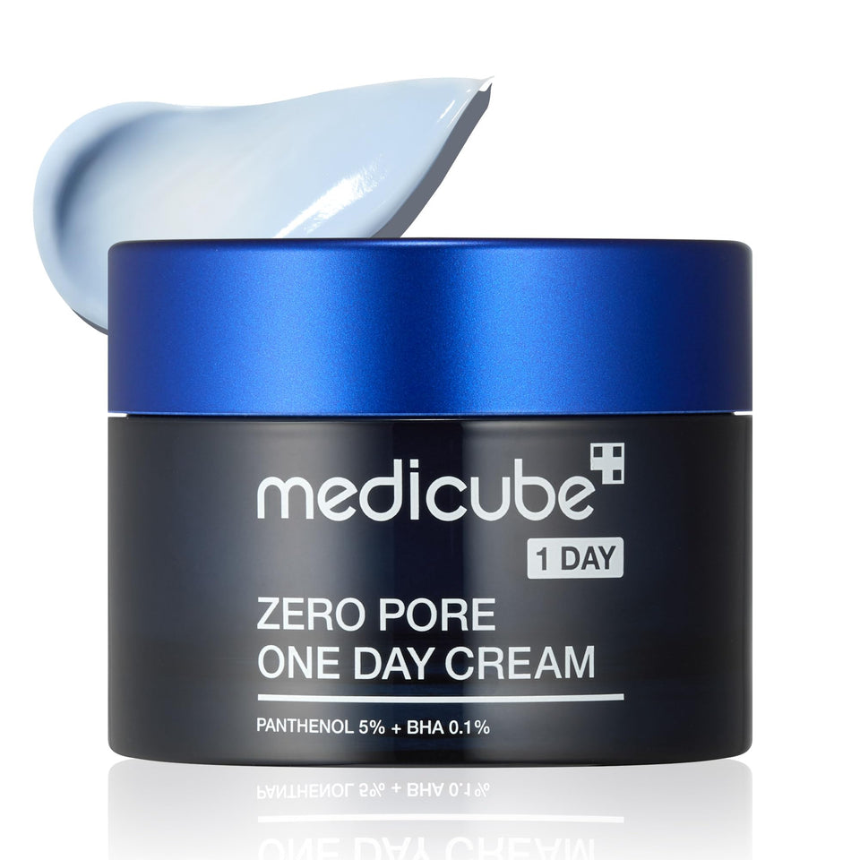 Medicube product front packaging showing cream jar and branding benefits