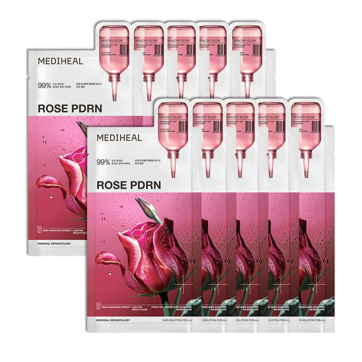 MEDIHEAL front packaging showing 10 vegan sheet masks for convenient glow