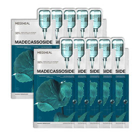 MEDIHEAL front packaging showing 10-mask box and product benefits