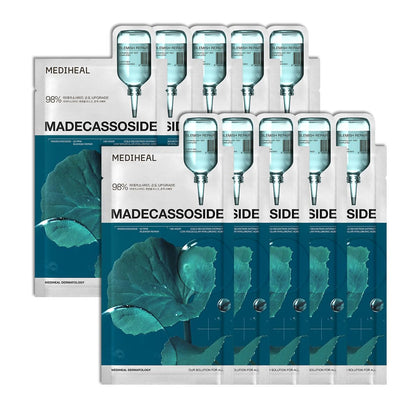 MEDIHEAL front packaging showing 10-mask box and product benefits