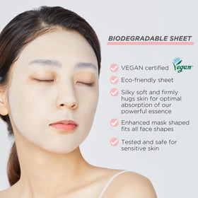 MEDIHEAL model wearing sheet mask demonstrating snug fit