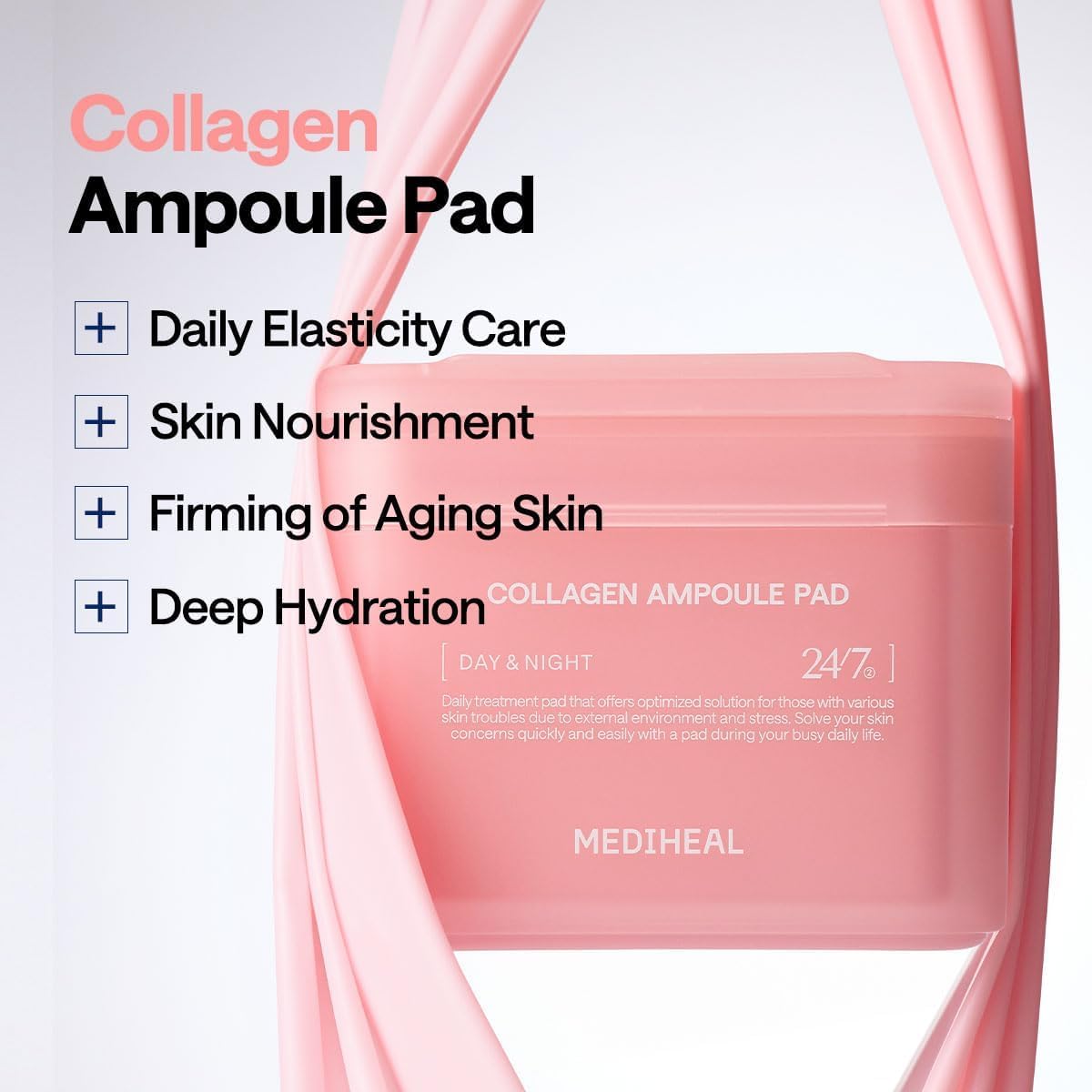 MEDIHEAL pad gently applied under eye to reduce visible fine lines