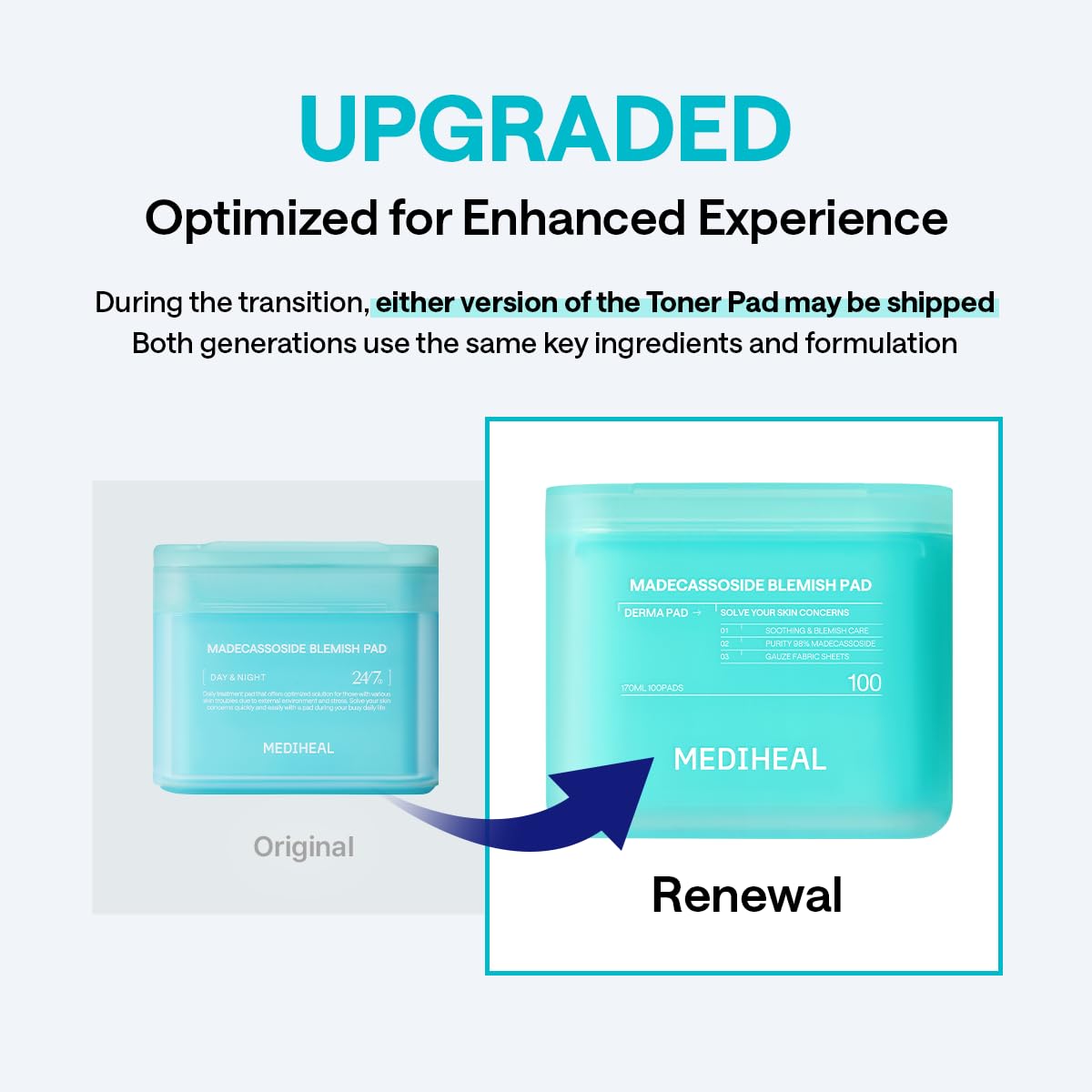 MEDIHEAL pad soaked with serum showing hydration delivery benefit