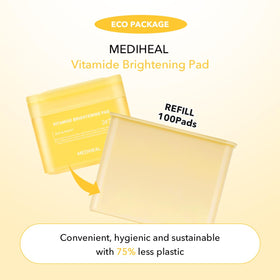 MEDIHEAL pad saturated with toner showing hydration and active delivery