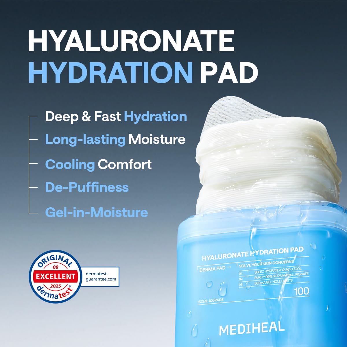 MEDIHEAL pad saturated with serum demonstrating absorption