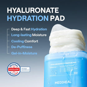 MEDIHEAL pad saturated with serum demonstrating absorption