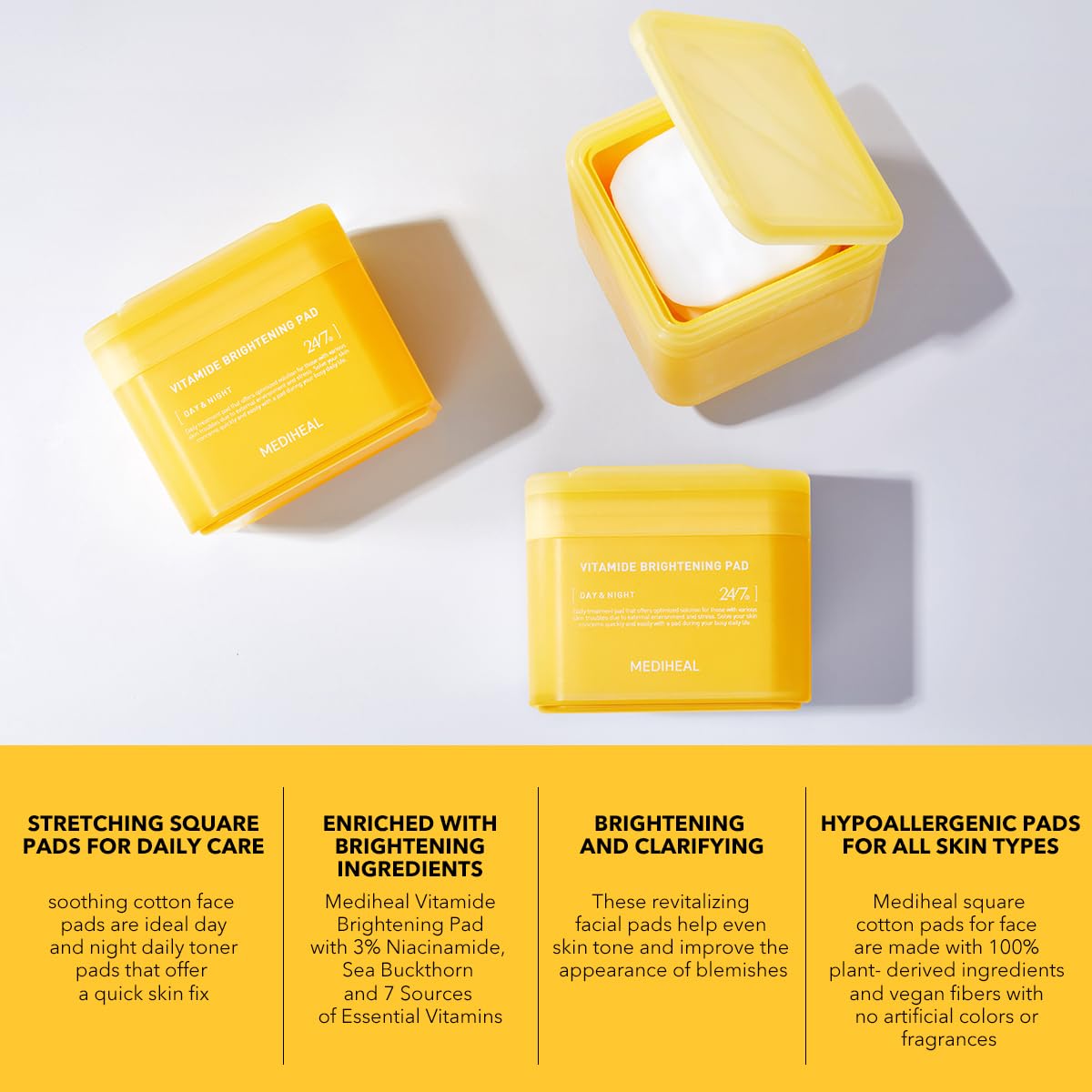 MEDIHEAL pad stretched to show flexibility for wide-area, even coverage
