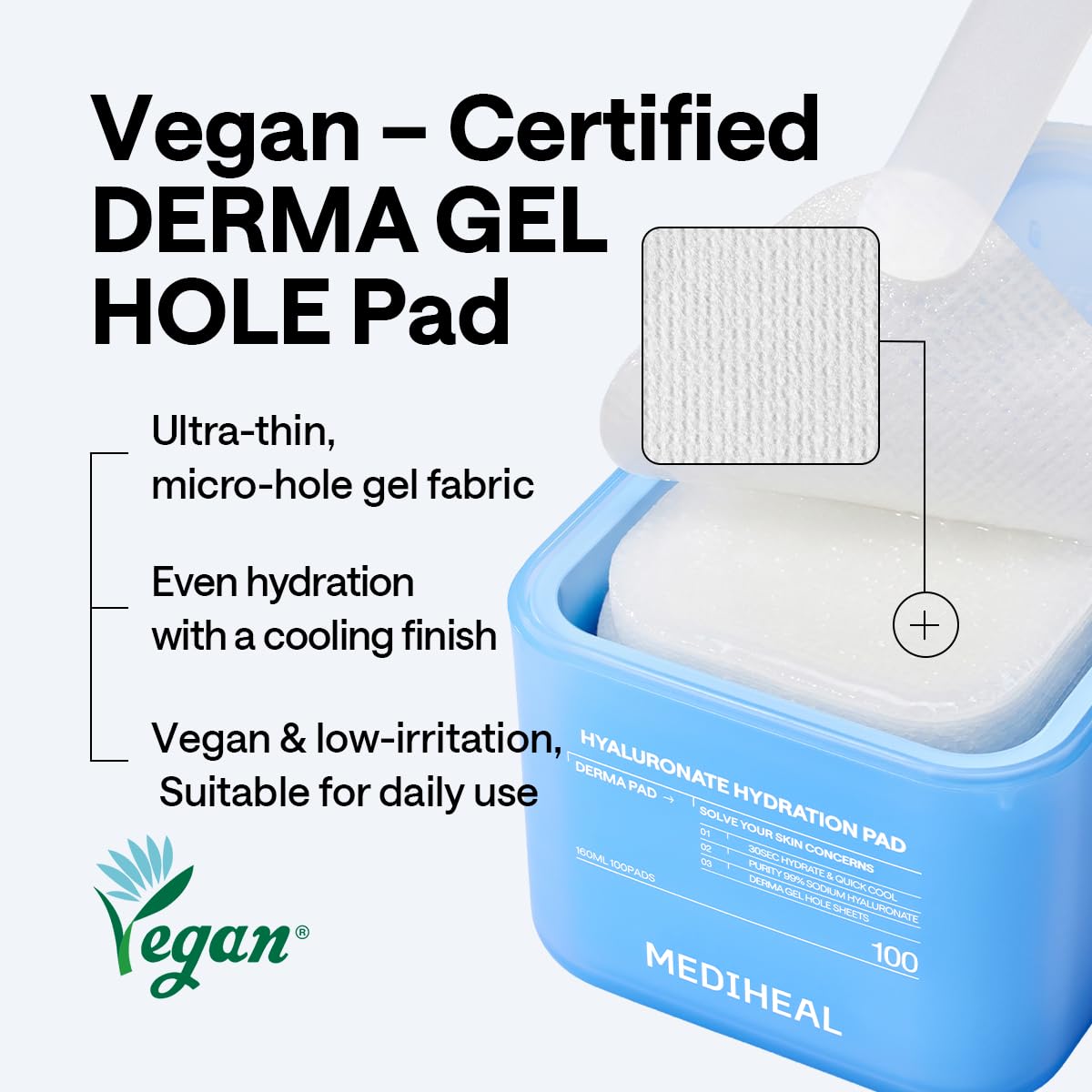MEDIHEAL pads styled with serum and moisturizer for routine