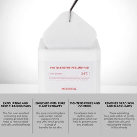 MEDIHEAL stacked pads scaled next to a coin to show 90-pad bulk supply