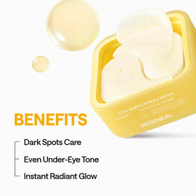 MEDIHEAL patch applied under eye showing full 70mm coverage benefit