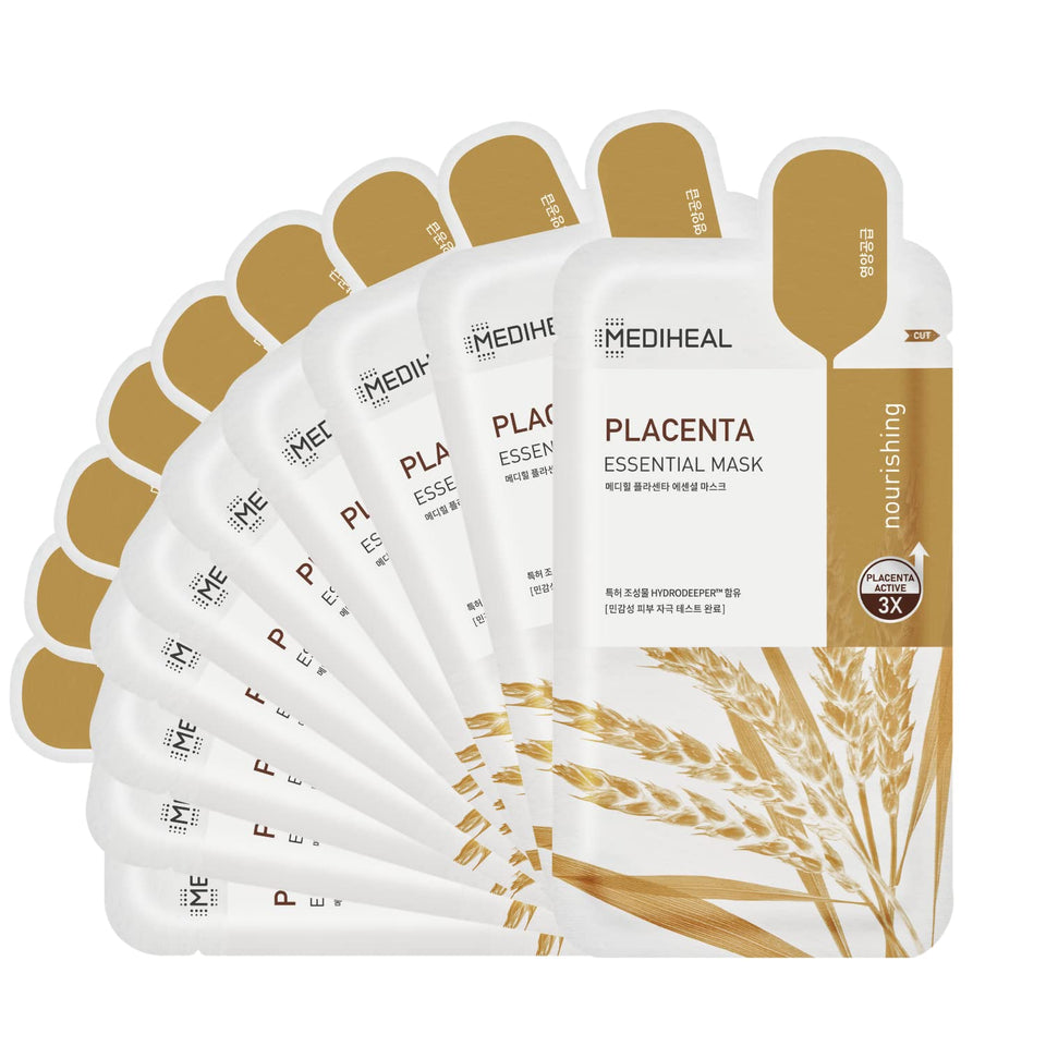 MEDIHEAL front packaging showing 10-sheet set and nourishing claims