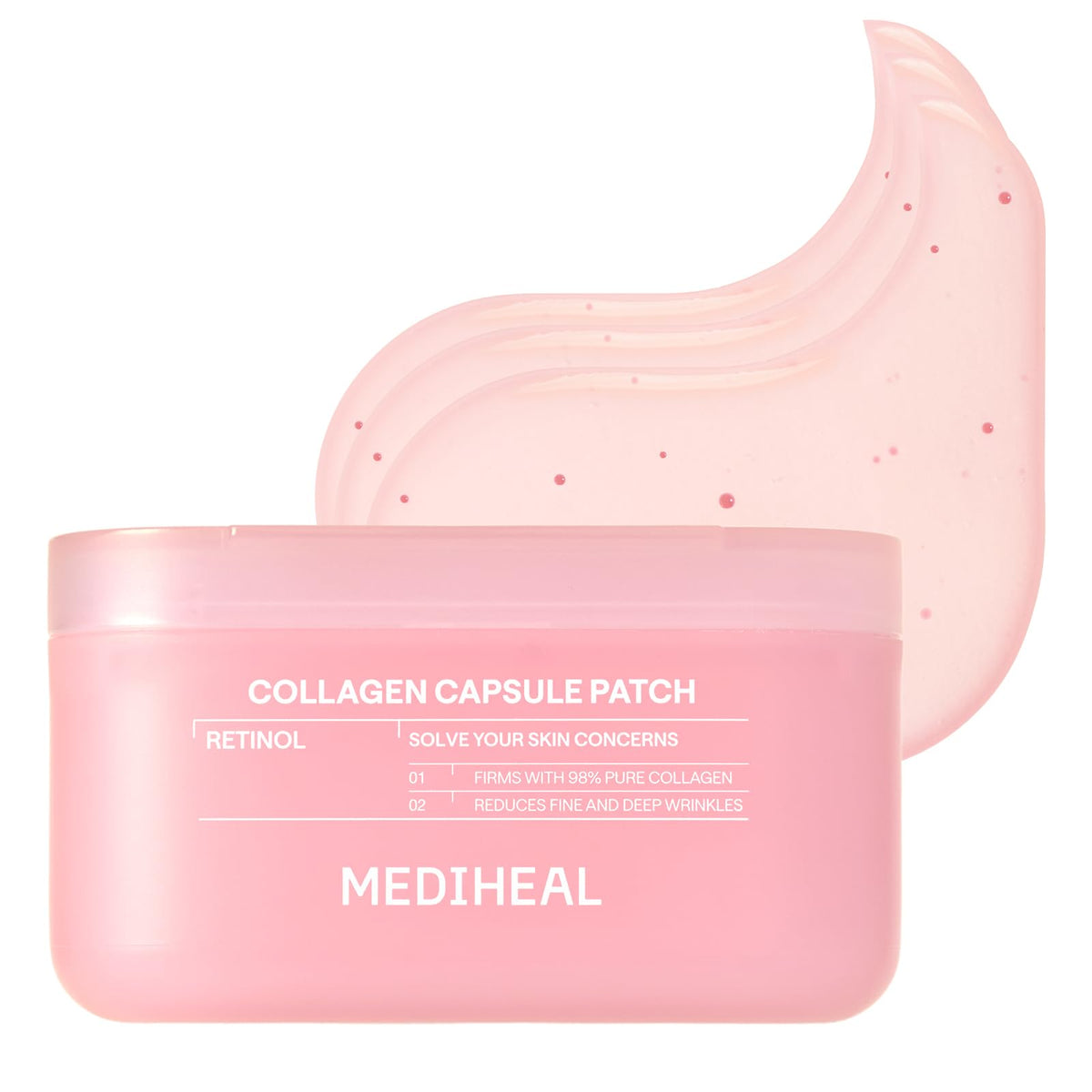 MEDIHEAL single hydrogel patch removed from tray showing encapsulated capsule technology