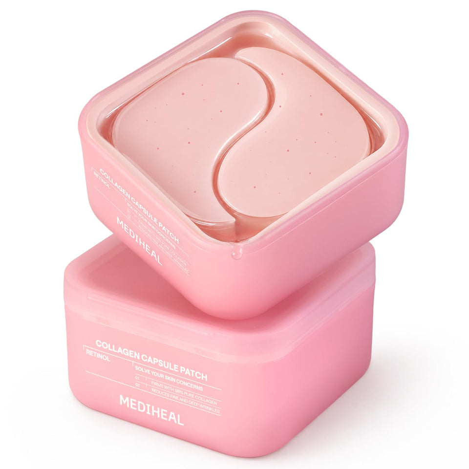 MEDIHEAL front box packaging showing 60 retinol capsule eye patches for broad coverage