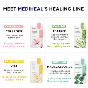 MEDIHEAL sheet close-up displaying serum texture and intense hydration benefit