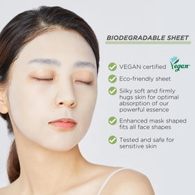 MEDIHEAL mask worn on model demonstrating calming coverage and comfort